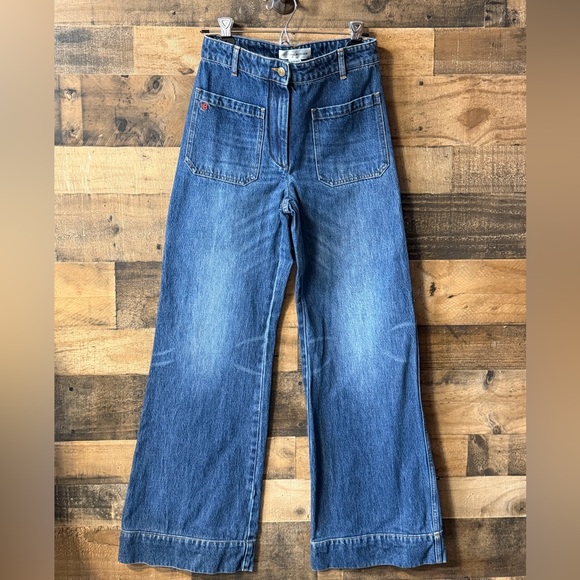 Victoria Beckham Denim - Victoria Beckham AW21 High-Rise Wide-Leg Patch Pocket Jeans - Size 27